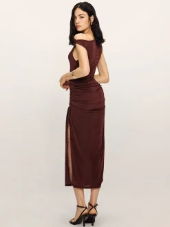 COMMENSE Drawstring Split Tank Midi Dress* Casual Dresses|Work Dresses