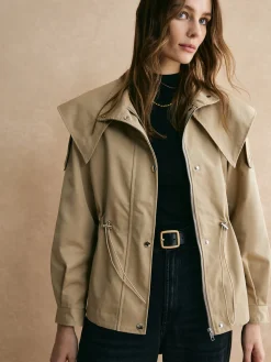 COMMENSE Drawstring Waist Zipper Trench Coat* Outerwear|Coats