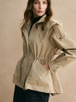 COMMENSE Drawstring Waist Zipper Trench Coat* Outerwear|Coats
