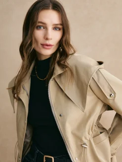 COMMENSE Drawstring Waist Zipper Trench Coat* Outerwear|Coats