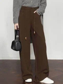 COMMENSE Drawstring Wide-Leg Draped Pants* Pants|Bottoms
