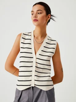 COMMENSE Effortless Stripe Vest* Sweater Vests|Sweaters & Cardigans