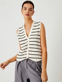 COMMENSE Effortless Stripe Vest* Sweater Vests|Sweaters & Cardigans