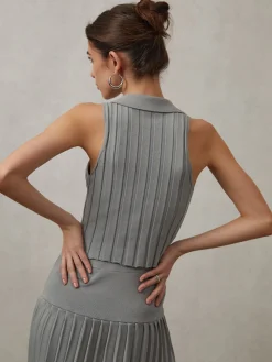 COMMENSE Effortlessly Pleated Sleeveless Sweater Vest* Sweater Vests|Sweaters & Cardigans
