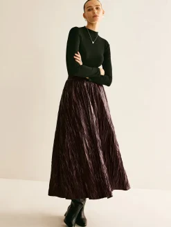 COMMENSE Elastic Waist Faux Leather Skirt* Skirts|Bottoms