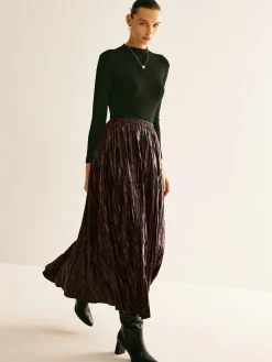 COMMENSE Elastic Waist Faux Leather Skirt* Skirts|Bottoms
