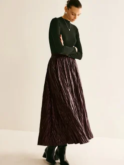COMMENSE Elastic Waist Faux Leather Skirt* Skirts|Bottoms
