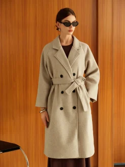 COMMENSE Elegant Belted Long Winter Coat* Outerwear|Coats