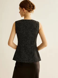 COMMENSE Elegant Breasted Piping Split Vest* Outerwear|Vests
