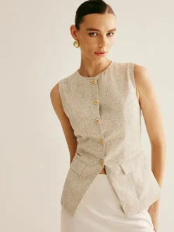 COMMENSE Elegant Breasted Piping Split Vest* Outerwear|Vests
