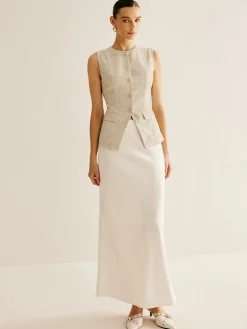COMMENSE Elegant Breasted Piping Split Vest* Outerwear|Vests