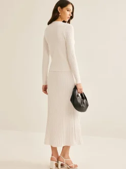 COMMENSE Elegant Button Pleated Sweater Co-ords* Sweater Tops|Sweaters & Cardigans