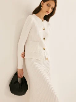 COMMENSE Elegant Button Pleated Sweater Co-ords* Sweater Tops|Sweaters & Cardigans