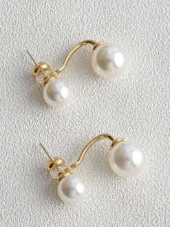 COMMENSE Elegant Double Pearl Stud Earrings* Earrings|Accessories