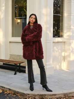 COMMENSE Elegant Faux Fur Long Coat* Outerwear|Coats