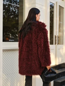 COMMENSE Elegant Faux Fur Long Coat* Outerwear|Coats
