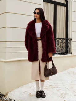 COMMENSE Elegant Faux Fur Long Coat* Outerwear|Coats