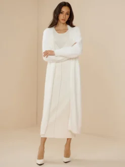 COMMENSE Elegant Fuzzy Plain Belted Cardigan* Cardigans|Sweaters & Cardigans
