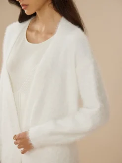 COMMENSE Elegant Fuzzy Plain Belted Cardigan* Cardigans|Sweaters & Cardigans