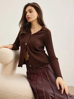 COMMENSE Elegant High-Stretch Polo Cardigan* Cardigans|Sweaters & Cardigans