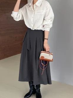 COMMENSE Elegant Knotted Midi Skirts* Bottoms