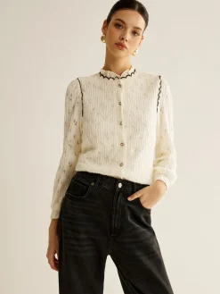COMMENSE Elegant Lettuce Trim Button Shirt* Blouses & Shirts|Tops