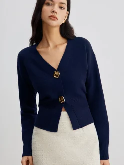 COMMENSE Elegant Metal Button Short Cardigan* Cardigans|Sweaters & Cardigans