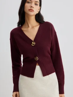 COMMENSE Elegant Metal Button Short Cardigan* Cardigans|Sweaters & Cardigans