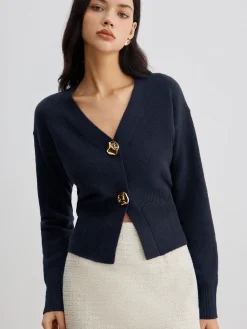 COMMENSE Elegant Metal Button Short Cardigan* Cardigans|Sweaters & Cardigans