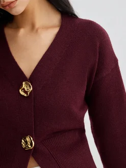 COMMENSE Elegant Metal Button Short Cardigan* Cardigans|Sweaters & Cardigans