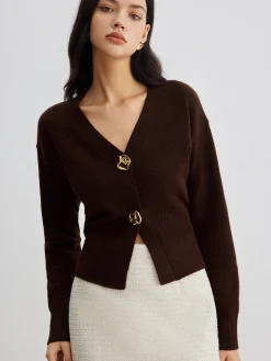 COMMENSE Elegant Metal Button Short Cardigan* Cardigans|Sweaters & Cardigans