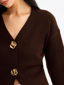 COMMENSE Elegant Metal Button Short Cardigan* Cardigans|Sweaters & Cardigans