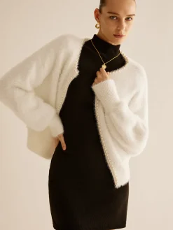 COMMENSE Elegant Pearl Trim Fuzzy Cardiagn* Cardigans|Sweaters & Cardigans