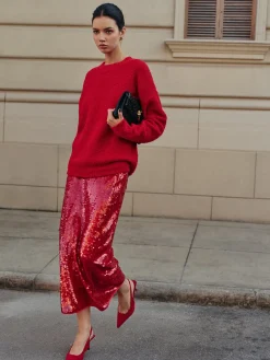 COMMENSE Elegant Plain Sequins Skirt* Skirts|Matching Sets