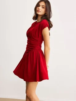 COMMENSE Elegant Pleated Ruffle Dress* Cocktail & Party Dresses|Vacation Dresses