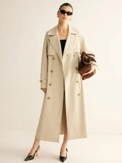 COMMENSE Elegant Pleated Trench Coat With Belt* Outerwear|Coats