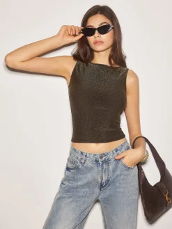 COMMENSE Elegant Purl Crop Tank Top* Crop Tops|Tank Tops & Camis