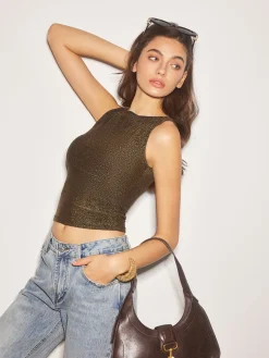 COMMENSE Elegant Purl Crop Tank Top* Crop Tops|Tank Tops & Camis