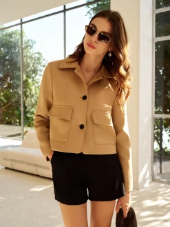 COMMENSE Elegant Short Polo Jacket* Outerwear|Jackets