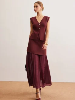 COMMENSE Elegant Sleeveless Panel Skirt Set* Skirt Sets|Long Sleeve Sets