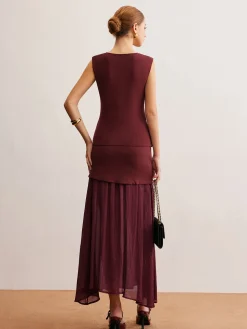 COMMENSE Elegant Sleeveless Panel Skirt Set* Skirt Sets|Long Sleeve Sets