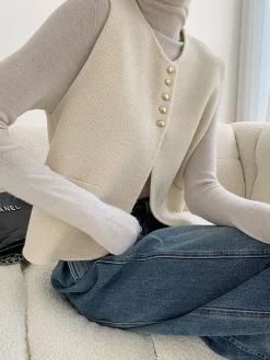 COMMENSE Elegant Split Sweater Vest* Sweater Vests|Sweaters & Cardigans