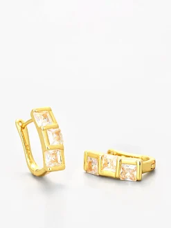 COMMENSE Elegant Square Zircon Hoop Earrings* Earrings|Accessories