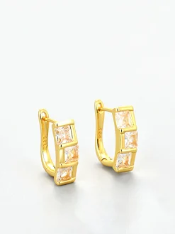 COMMENSE Elegant Square Zircon Hoop Earrings* Earrings|Accessories