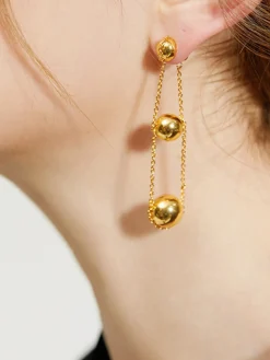 COMMENSE Elegant Triple Ball Pendant Earrings* Earrings|Accessories