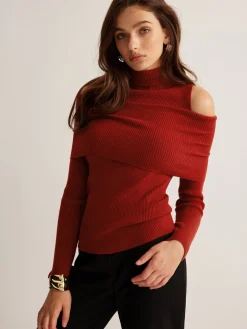 COMMENSE Elegant Turtleneck Cutout Knit Top* Sweater Tops|Sweaters & Cardigans
