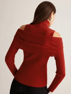 COMMENSE Elegant Turtleneck Cutout Knit Top* Sweater Tops|Sweaters & Cardigans