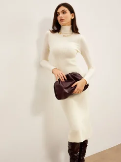 COMMENSE Elegant Turtleneck Panel Sweater Dress* Sweater Dresses|Sweater Dresses