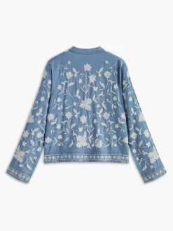 COMMENSE Elegant V-Neck Embroidery Shirt* Denim|Tops
