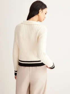 COMMENSE Embroidered Contrast Trim Cozy Sweater* Sweater Tops|Sweaters & Cardigans